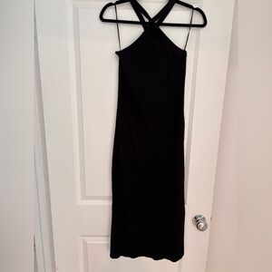 Black Ribbed Midi Dress